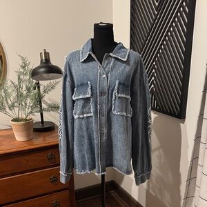 POL Blue Denim shirt with detailed embroidery medium